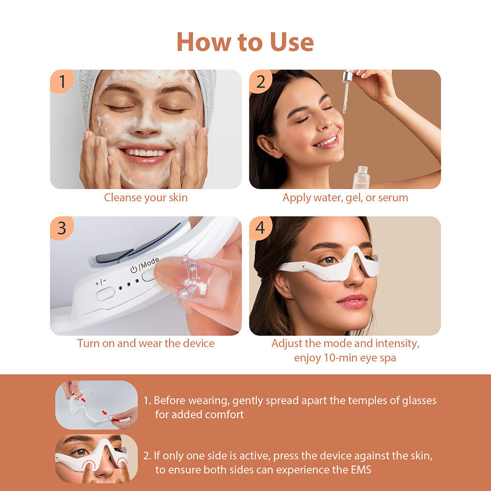 Microcurrent EMS Eye Beauty Massager with Red Light Therapy for Dark Circle Reduction