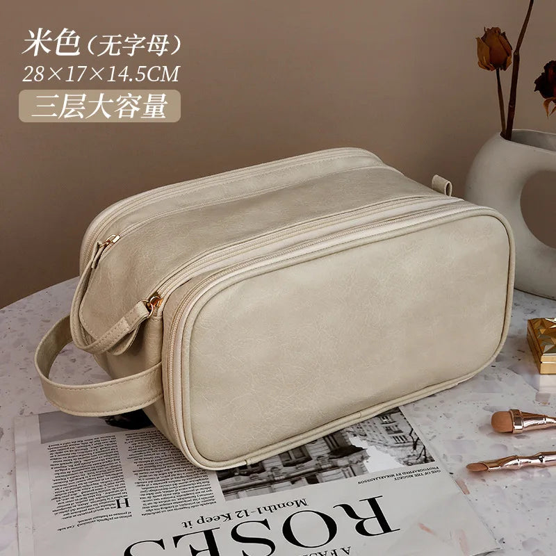 SCENNICBELLE™ Double Zipper Travel Makeup Brush Bag