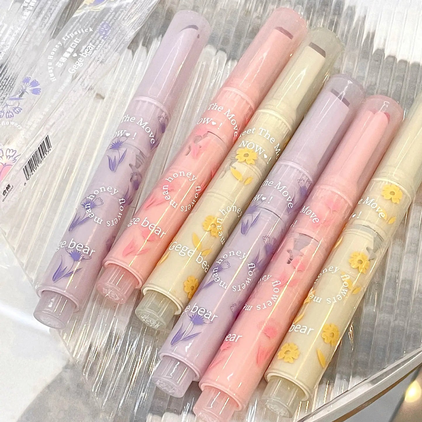 Water-light Lip Glaze Mirror Glitter Lip Tint Long Lasting Moisturising Love Heart Shape Solid Lipstick Pen Lips Makeup Cosmetic